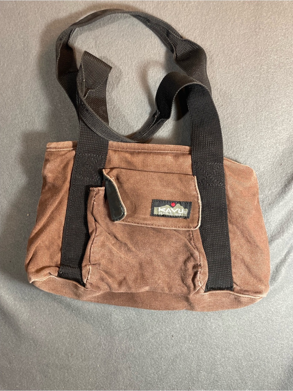 KAVU Brown Canvas Small Tote Bag Shoulder Purse